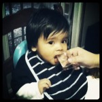 Little EJ taking shots of water